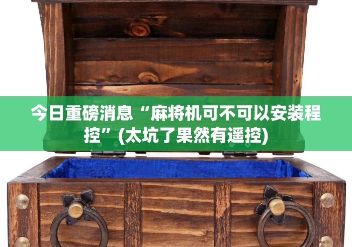 今日重磅消息“麻将机可不可以安装程控”(太坑了果然有遥控)