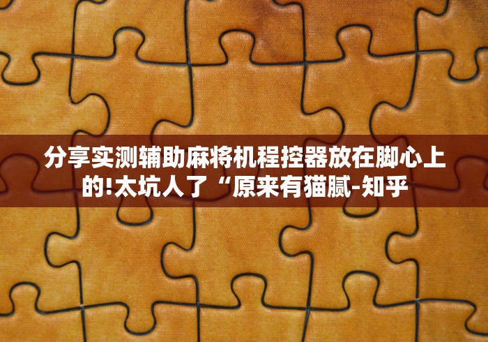 分享实测辅助麻将机程控器放在脚心上的!太坑人了“原来有猫腻-知乎