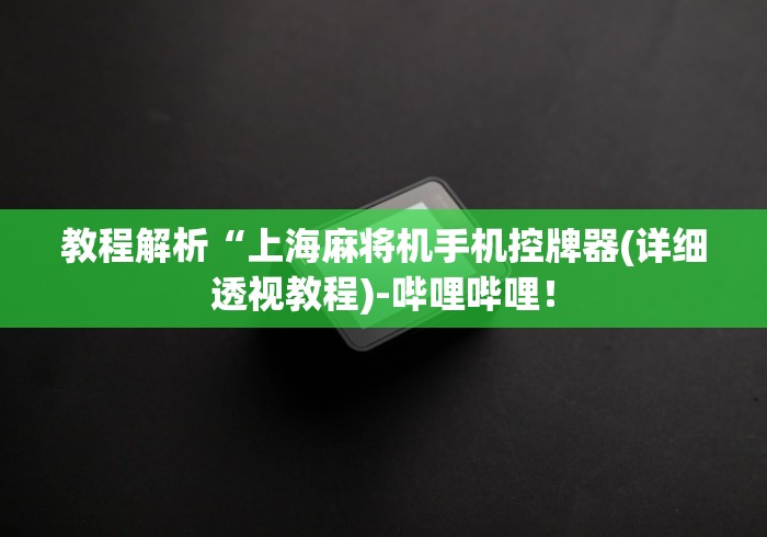教程解析“上海麻将机手机控牌器(详细透视教程)-哔哩哔哩！