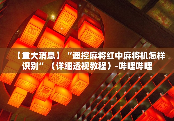 【重大消息】“遥控麻将红中麻将机怎样识别”（详细透视教程）-哔哩哔哩