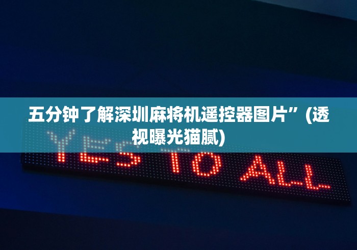 五分钟了解深圳麻将机遥控器图片”(透视曝光猫腻)