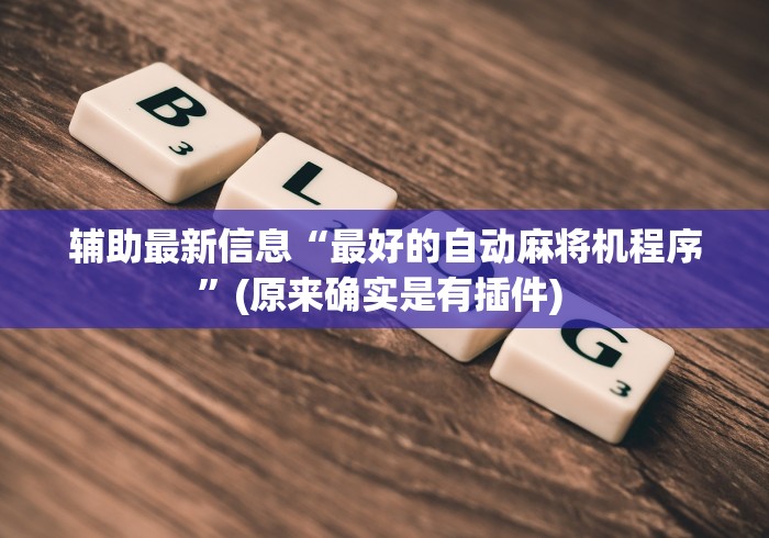 辅助最新信息“最好的自动麻将机程序”(原来确实是有插件) 辅助最新信息“最好的自动麻将机程序”(原来确实是有插件)