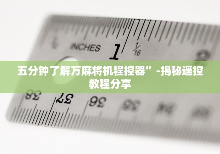 五分钟了解万麻将机程控器”-揭秘遥控教程分享